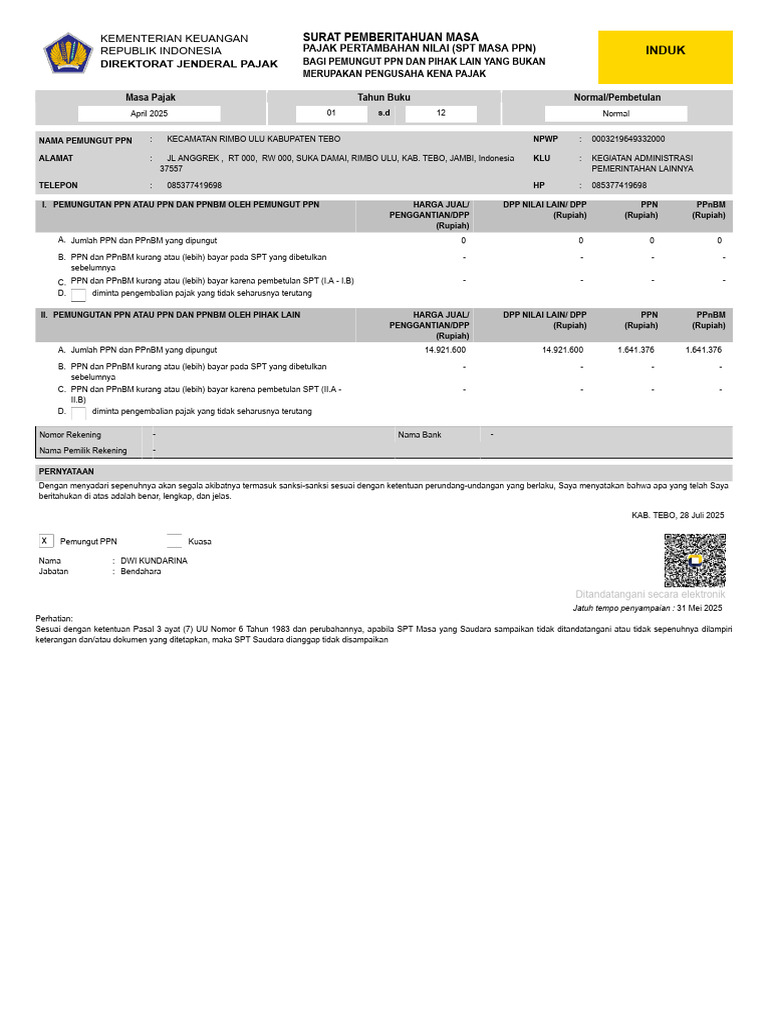 SPT Masa PPN April | PDF