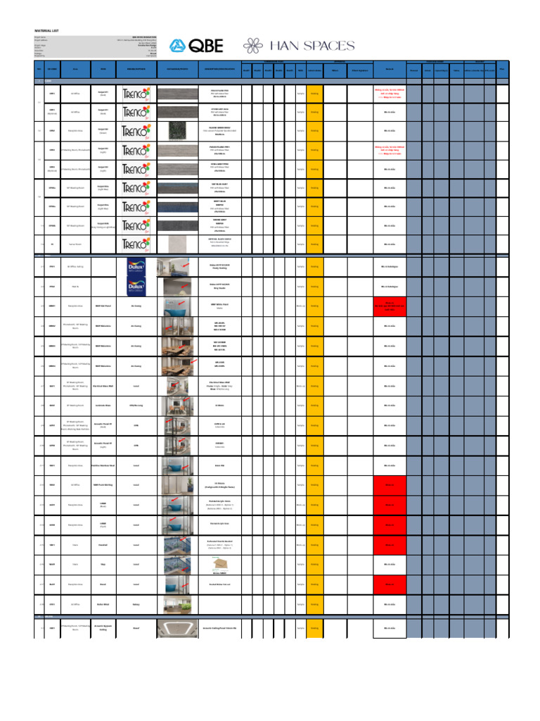 Material Checklist - QBE - Han Spaces | PDF | Materials