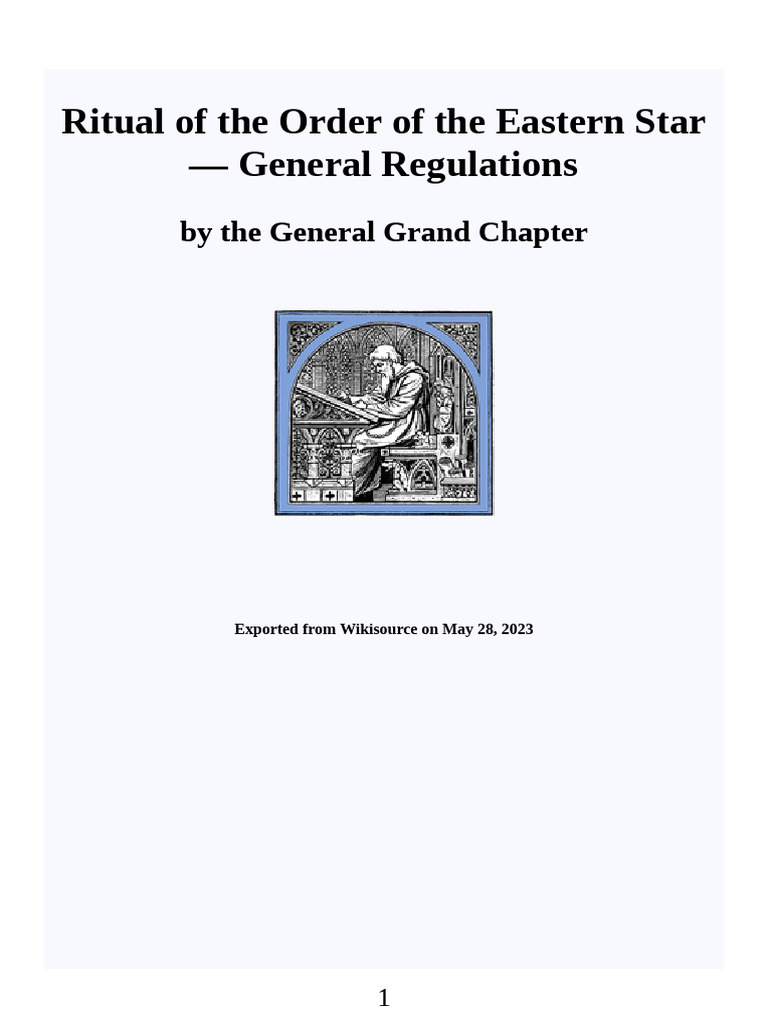 Ritual of The Order of The Eastern Star General Regulations | PDF ...