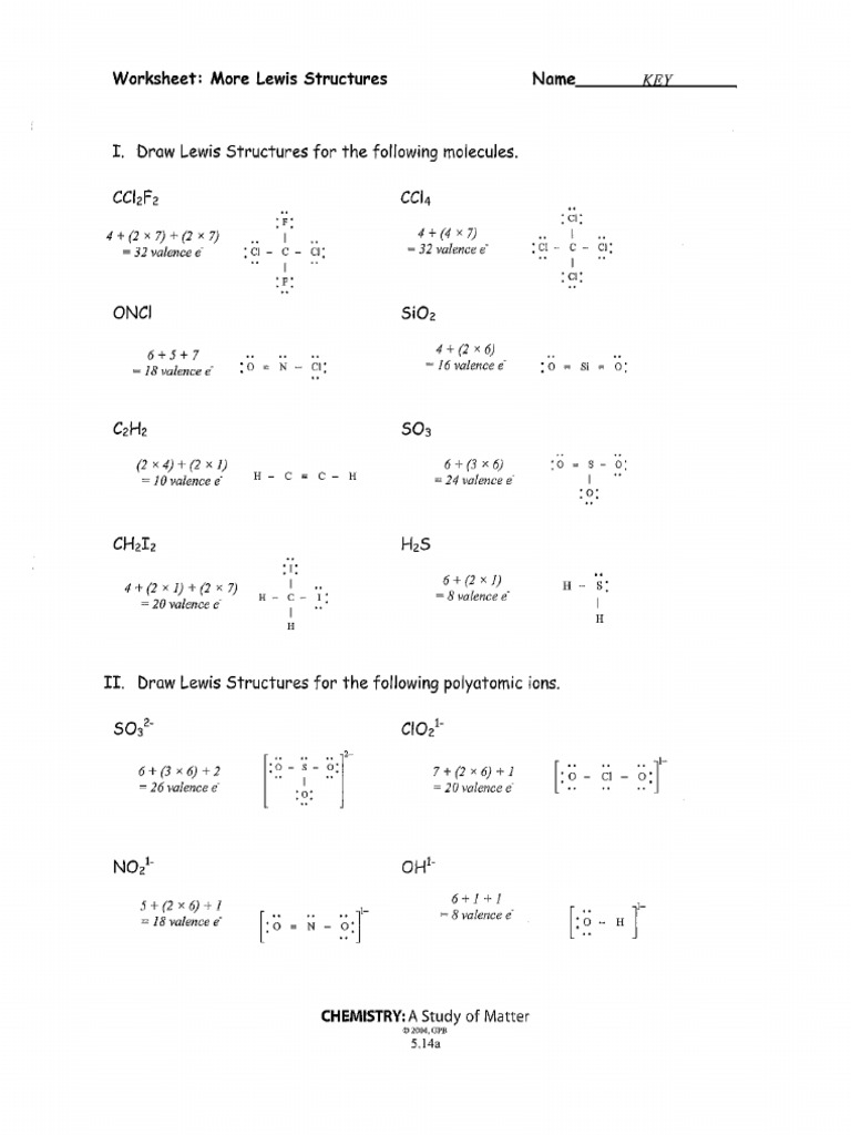 Lewis Structure Answers | PDF