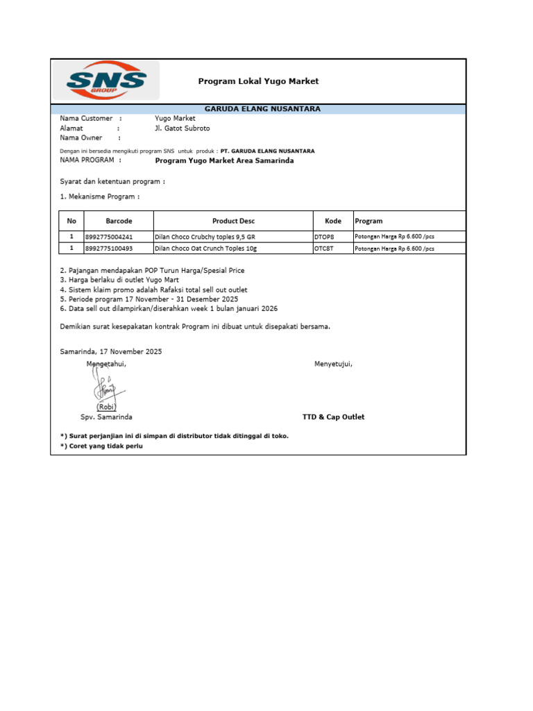 SKP Rafaksi Seasonal Dilan Yugo Mart Nov-Des 2025 | PDF
