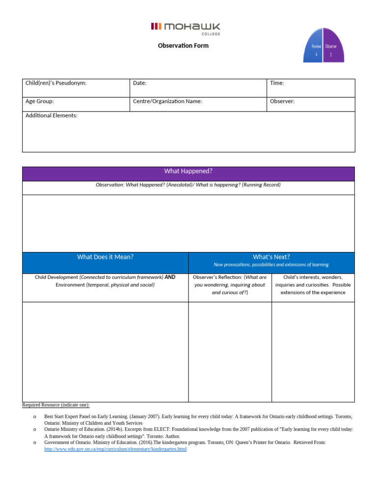 Observation Form 2021 | PDF