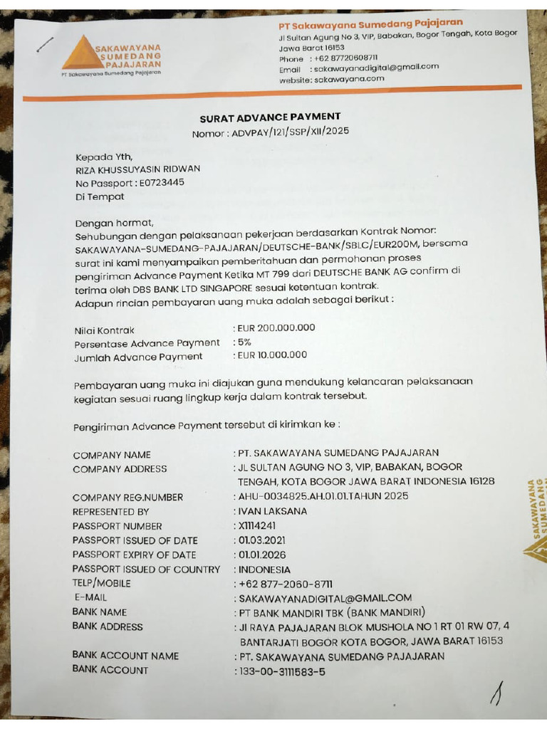 Advance Payment | PDF