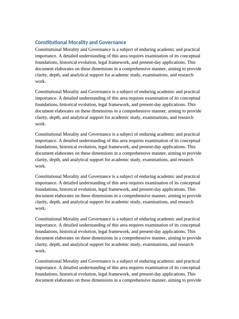 Document 10 Constitutional Morality and Governance | PDF | Morality ...