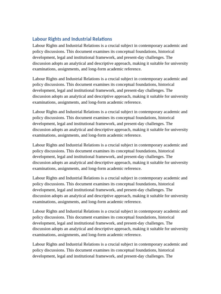 Document 12 Labour Rights and Industrial Relations | PDF | Policy ...