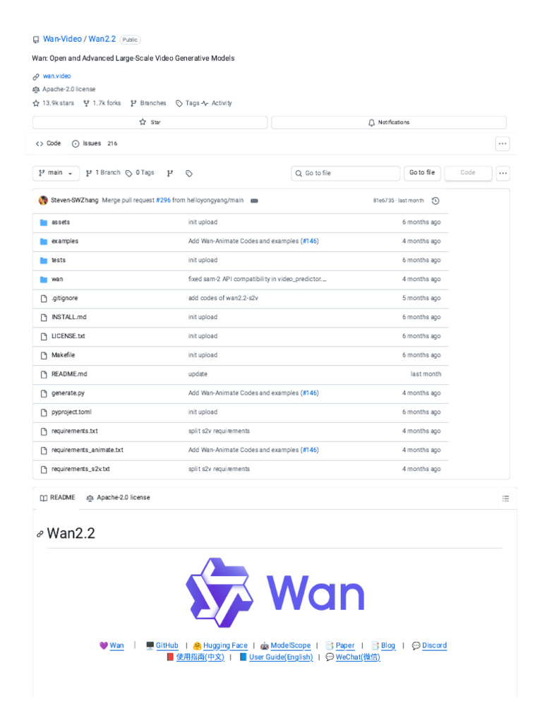 GitHub - Wan-Video - Wan2.2 - Wan - Open and Advanced Large-Scale Video ...