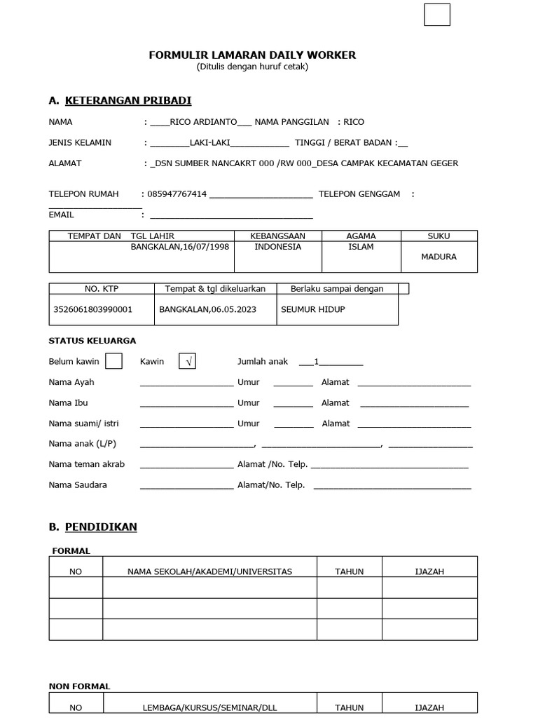 02 Application Form DW | PDF