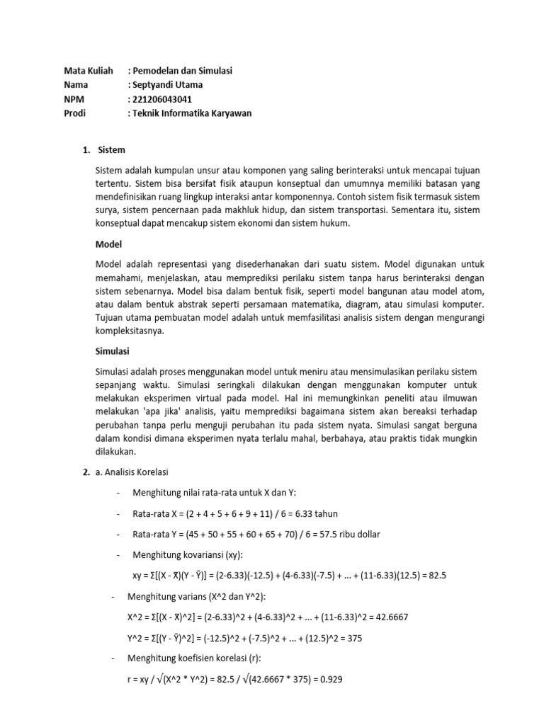 Uts Permodelan Simulasi Septyandi Utama 221206043041 | PDF