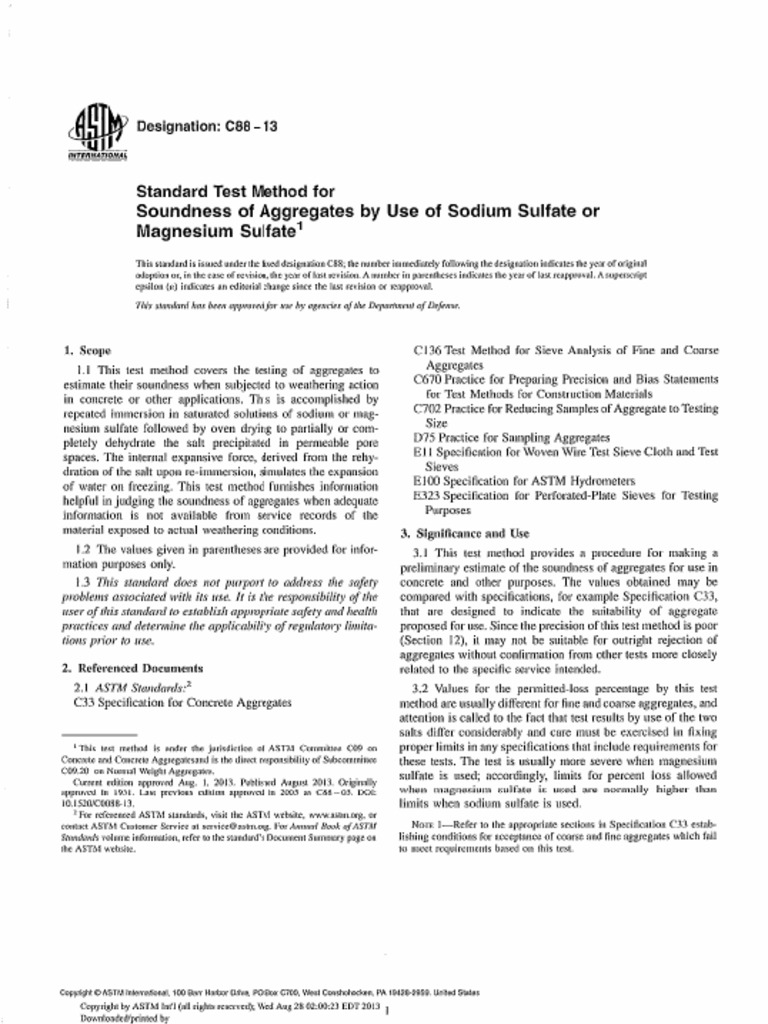 Astm C88 - 13 | PDF