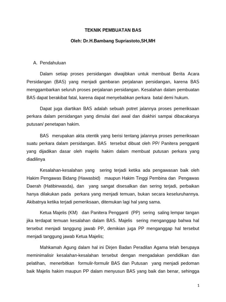 Teknik Penyusunan BAS | PDF