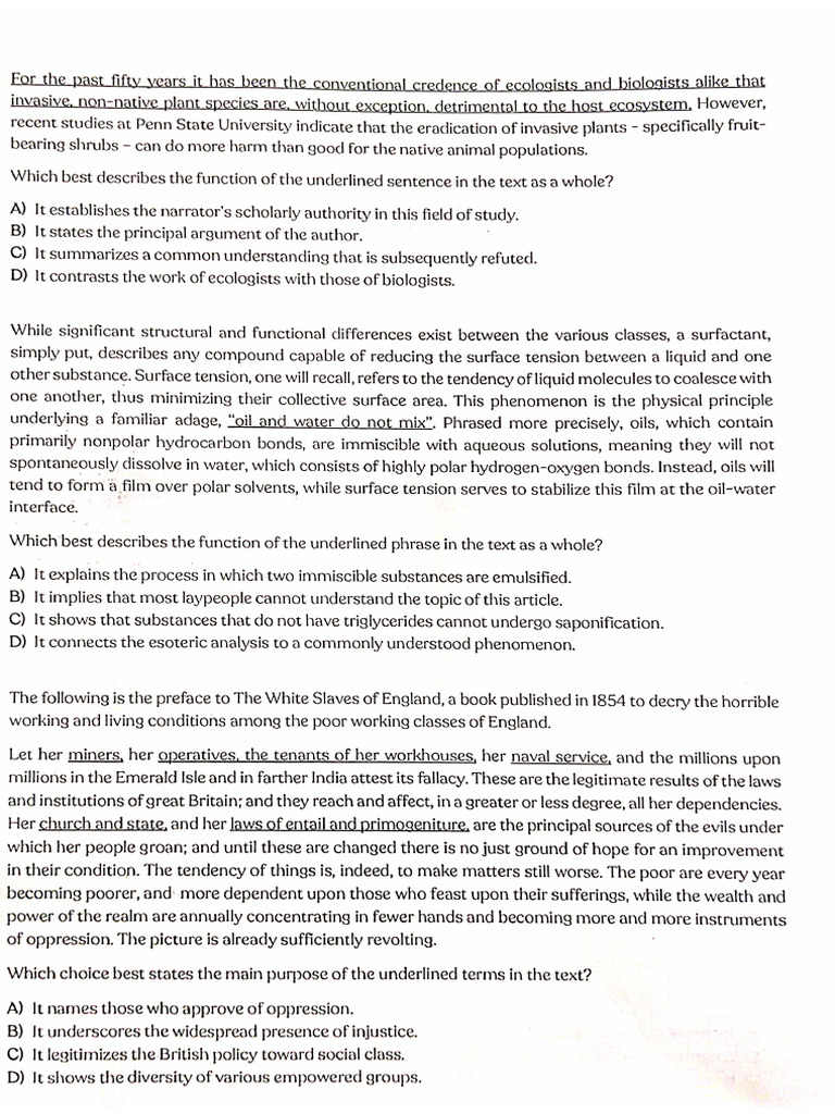 Main idea questions 16-10 | PDF