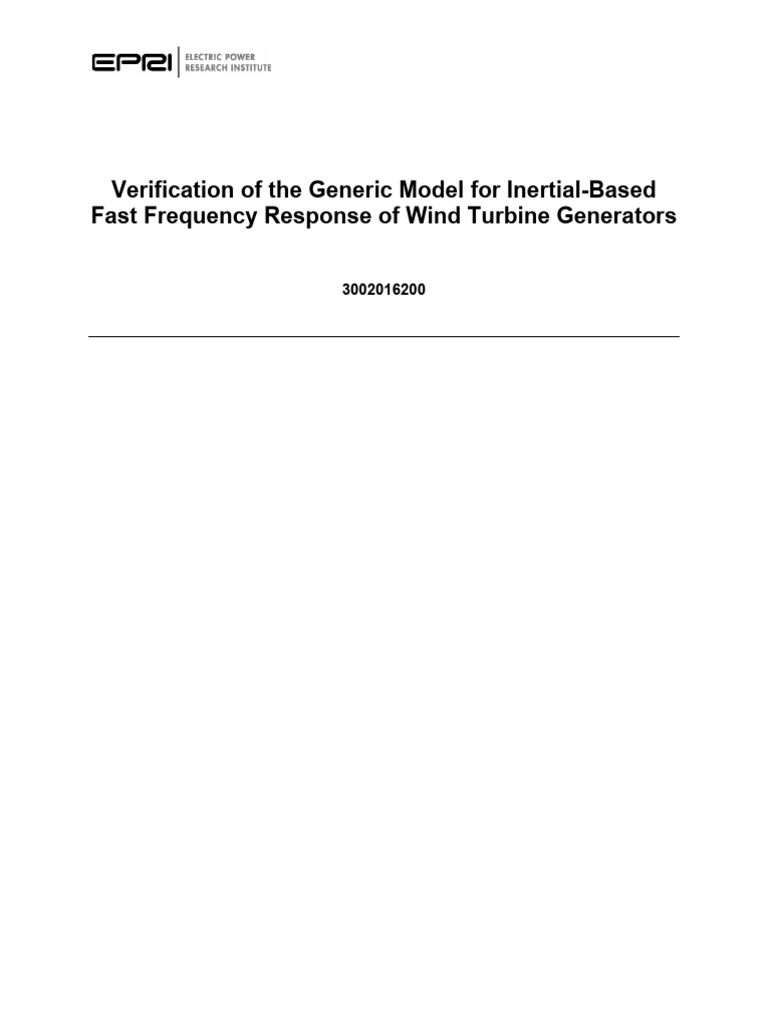 Verification of The Generic Model For Inertial - Based Fast Frequency ...