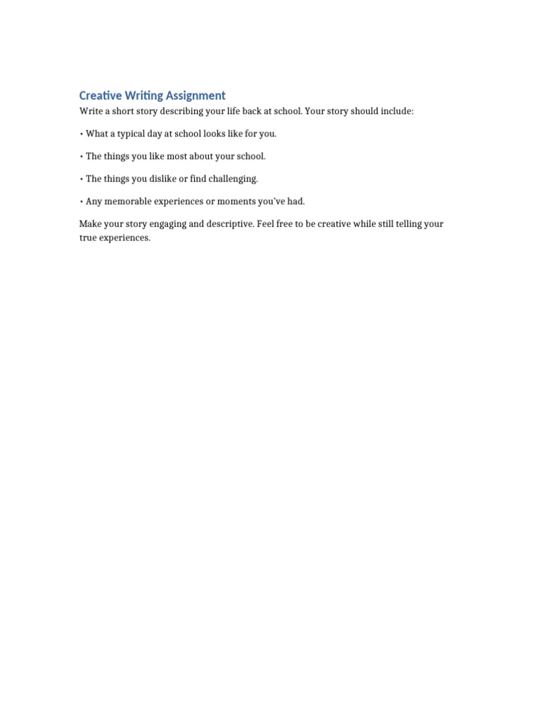 Creative Writing Assignment | PDF