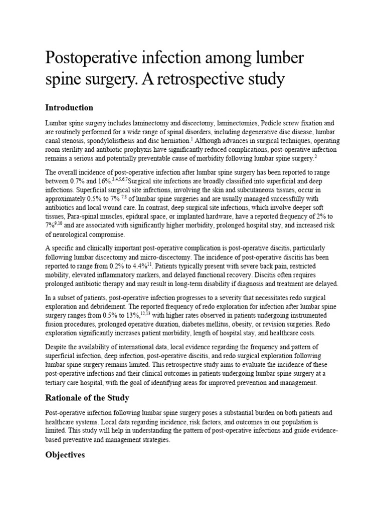 Synopsis Post Operative Infectin | PDF | Surgery | Medicine