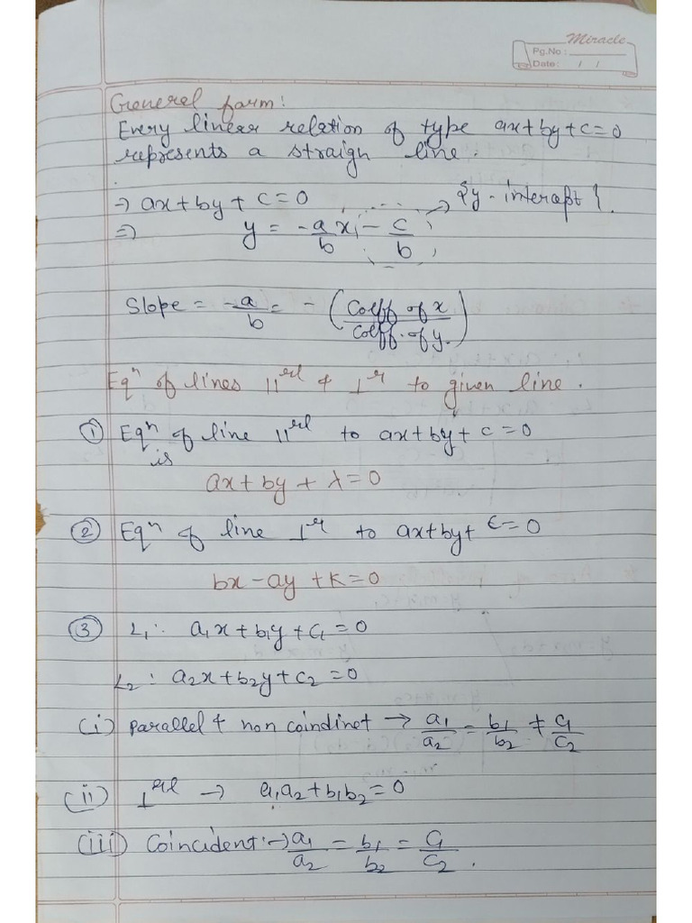 Straight Line Short Notes-2 | PDF