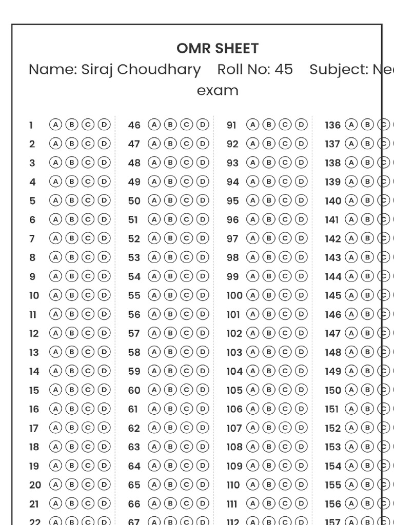 OMR Sheet | PDF