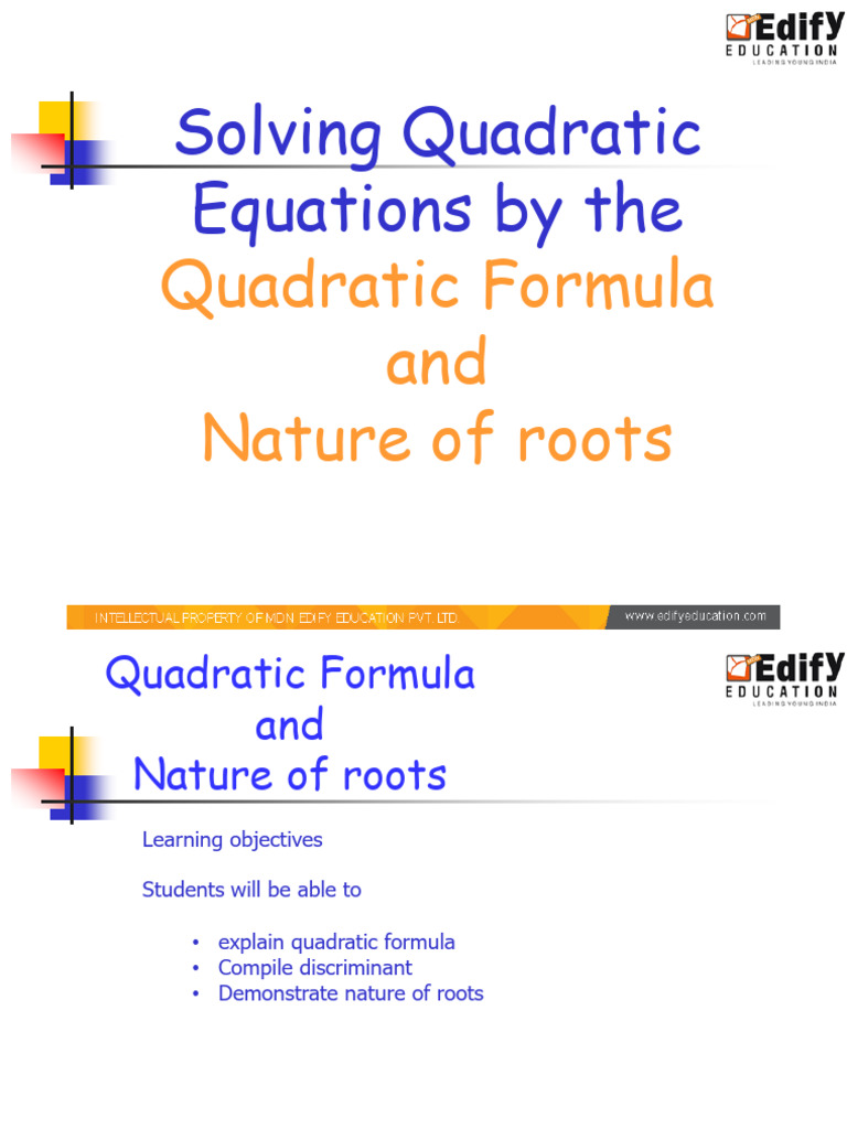 G10 Math Ch. 4 Quadratic Equation PPT 2025-26 | PDF | Quadratic ...