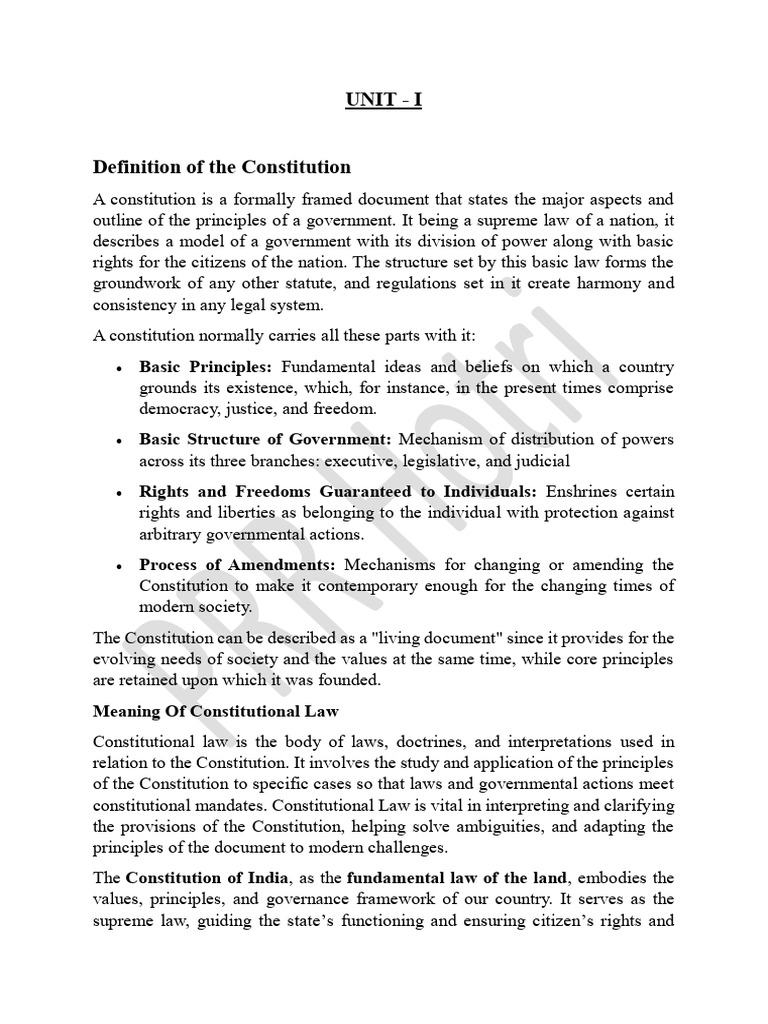 Unit I | PDF | Constitution | Government
