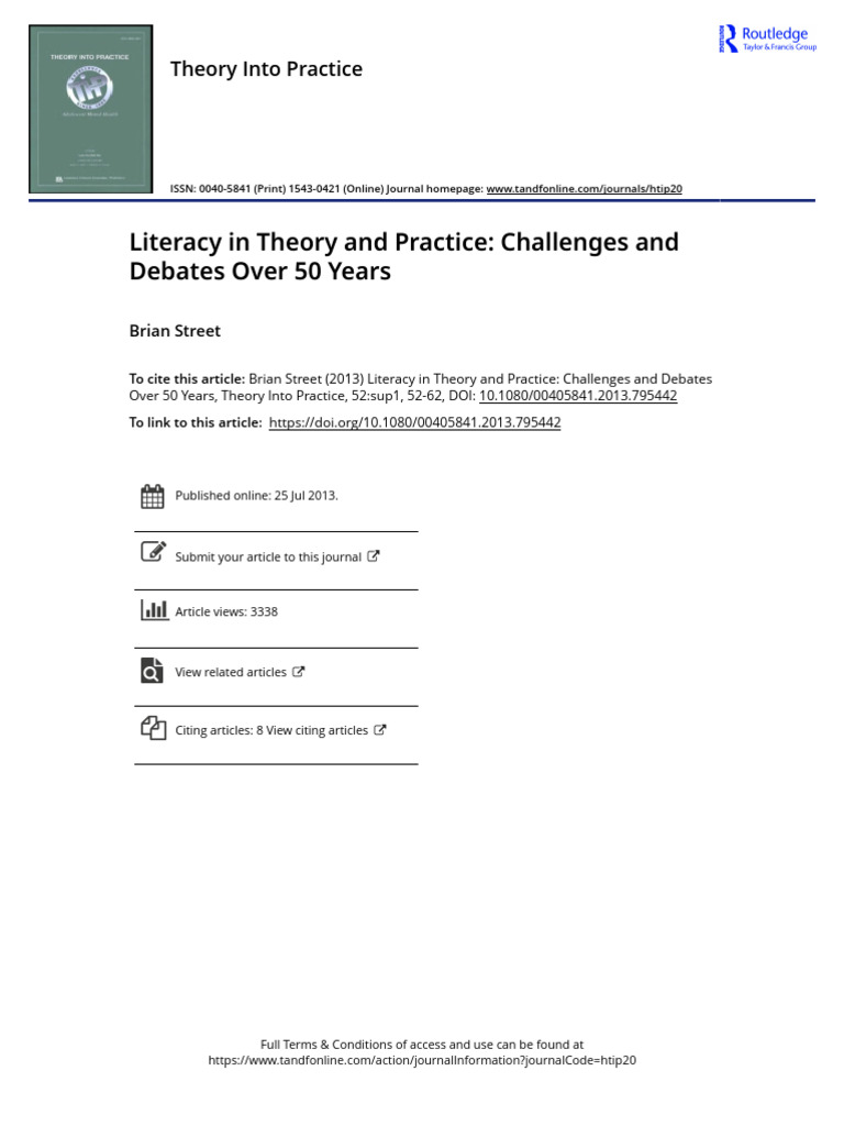 Literacy in Theory and Practice Challenges and Debates Over 50 Years ...