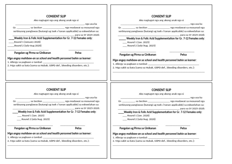 Wifa Consent Slip | PDF