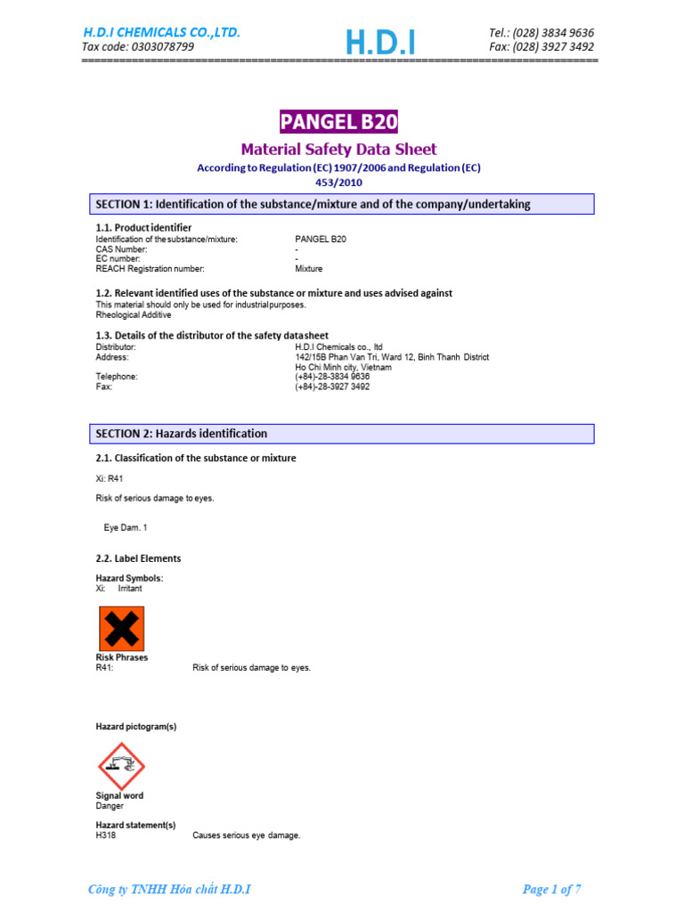 MSDS - Sepiolite PANGEL B 20 - H.D.I Chemicals Co | PDF | Silicon ...