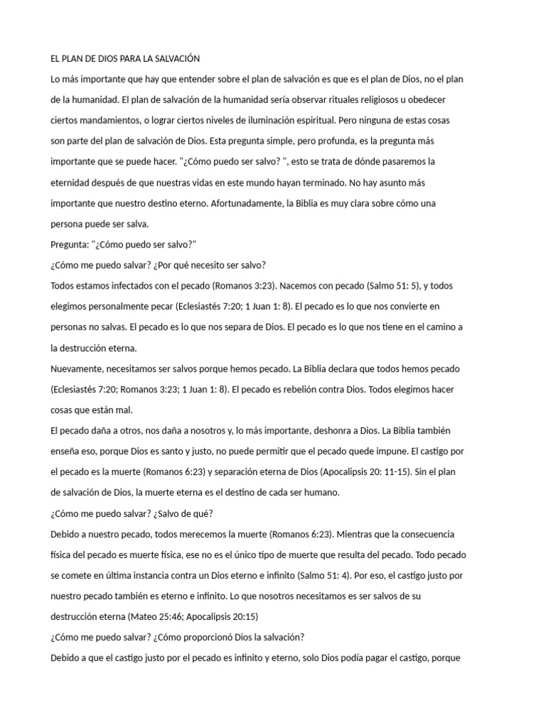 El Plan de Dios para La Salvación | PDF | Salvación | Pecado