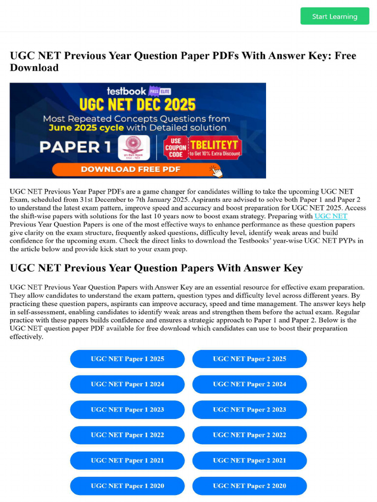 UGC NET Previous Year Question Paper PDFs With Answer Key | PDF