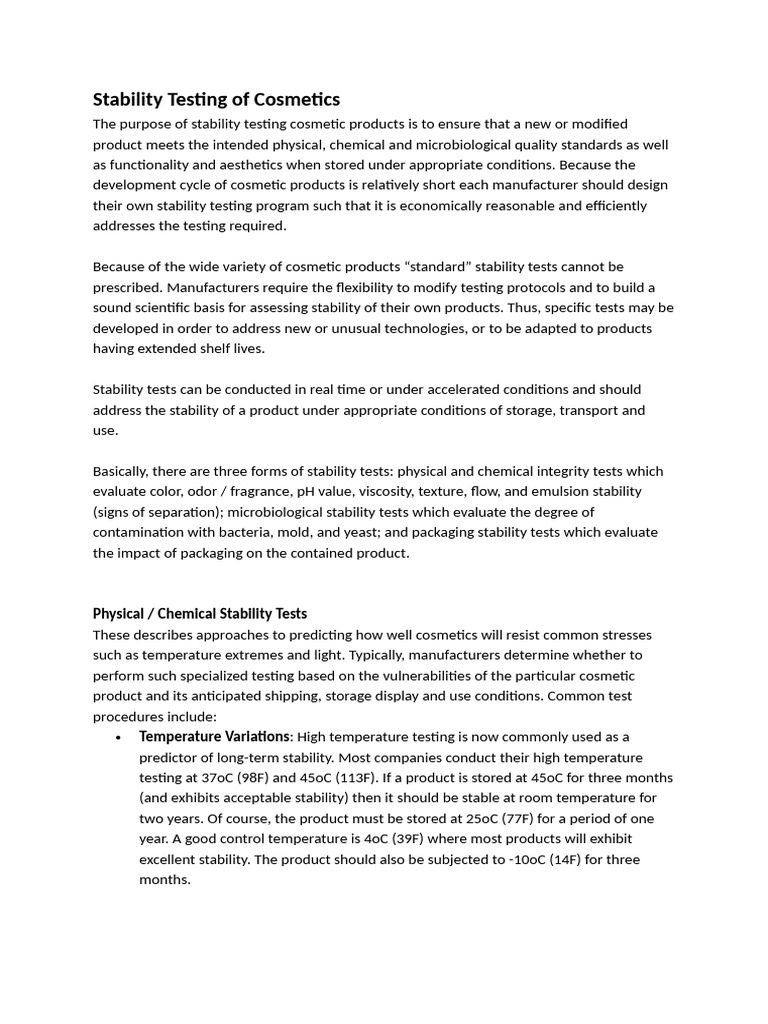 Stability Testing of Cosmetics | PDF | Emulsion | Cosmetics