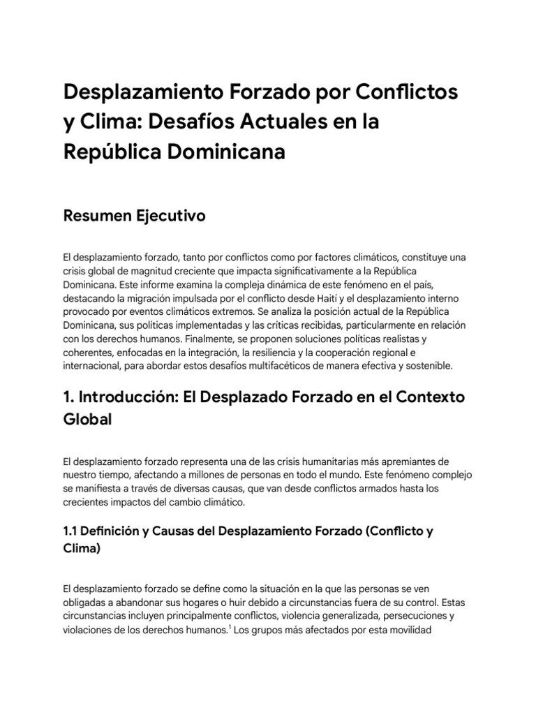 Copia de Desplazamiento Forzado y R.D. | PDF | Resiliencia climática ...