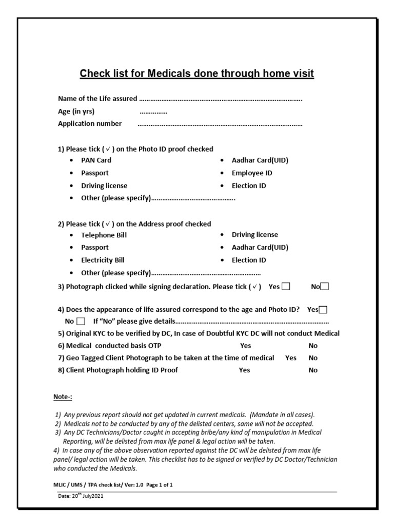 Checklist MLIC | PDF