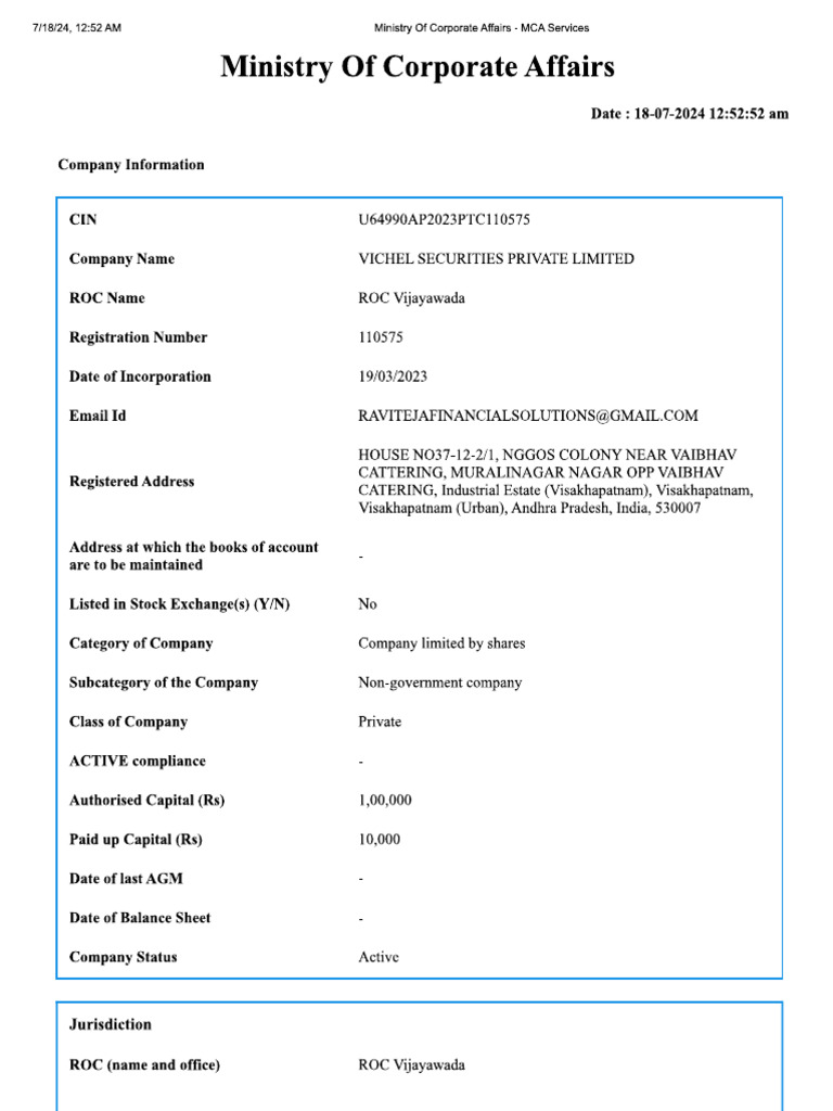 MCA Data | PDF