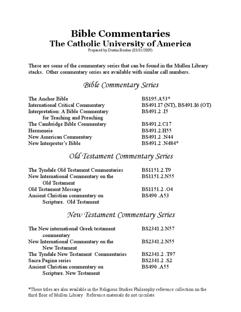 Bible Commentary Series Overview | PDF