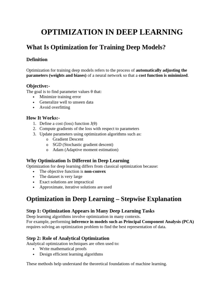 Optimization in Deep Learning | PDF | Mathematical Optimization | Deep ...
