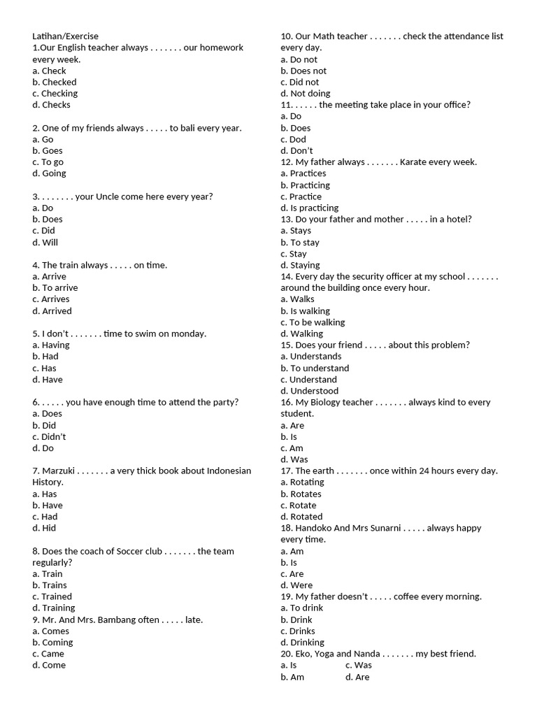 Soal Latihan Tenses Dan Jawaban | PDF | Chess Openings | Chess