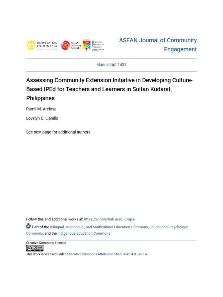 Assessing Community Extension Initiative in Developing Culture-Ba | PDF ...
