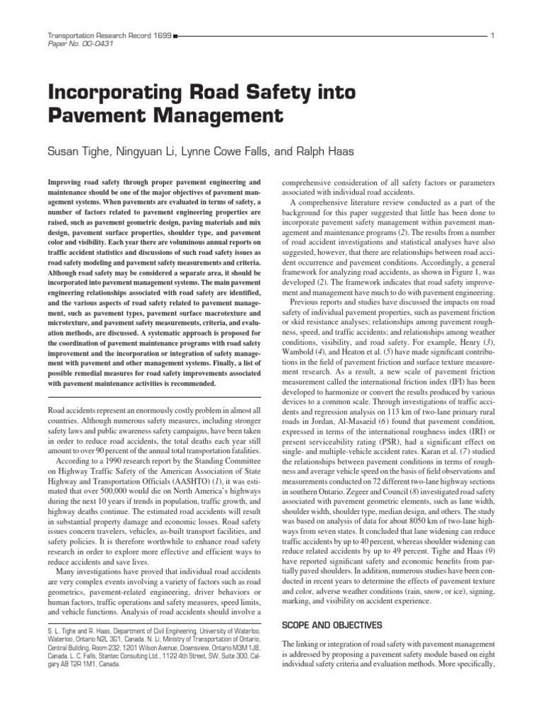 Incorporating Road Safety Into Pavement Management | PDF | Road ...