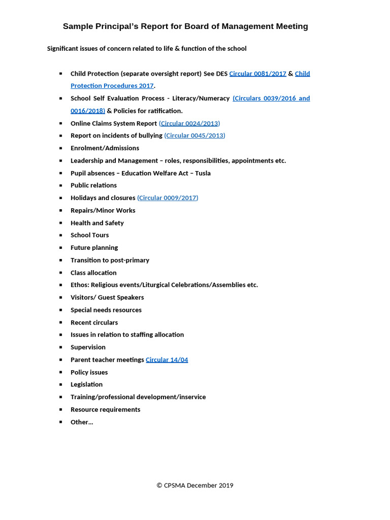 Sample Principals Report 2020 | PDF