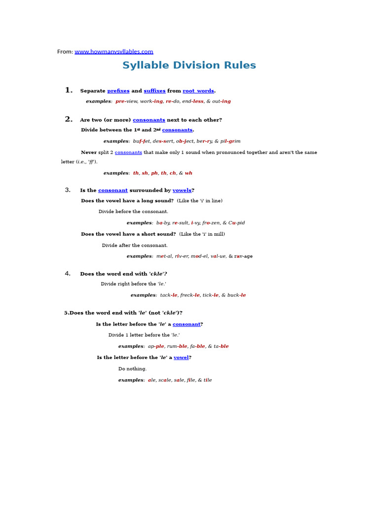 Syllable Rules | PDF | Consonant | Syllable