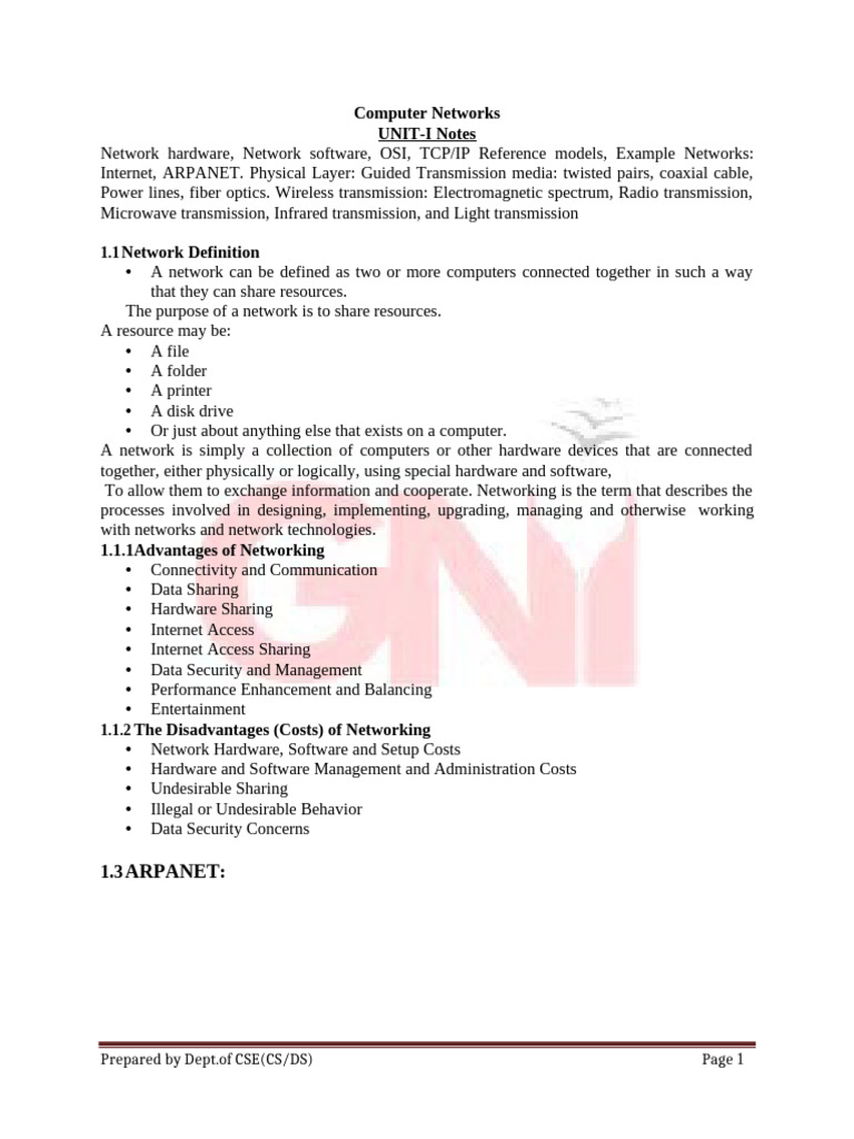 CN Unit-1 | PDF | Computer Network | Network Topology