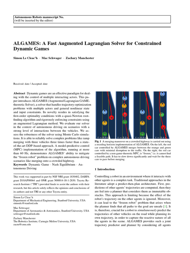 ALGAMES: A Fast Augmented Lagrangian Solver For Constrained Dynamic ...