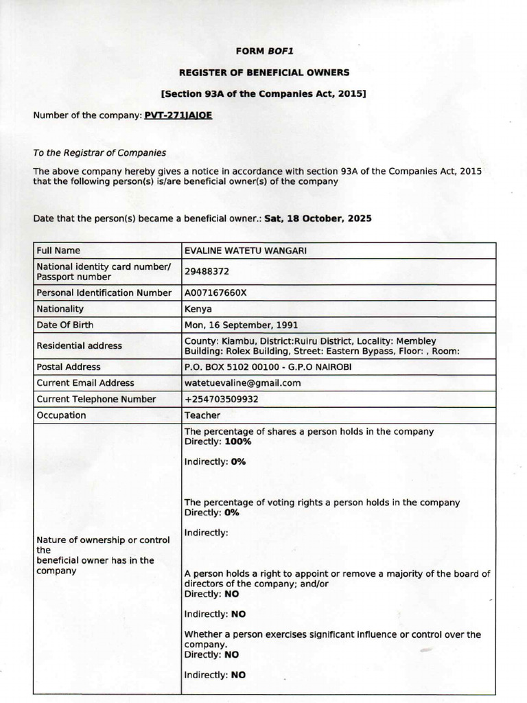 FORM BOF 1 | PDF