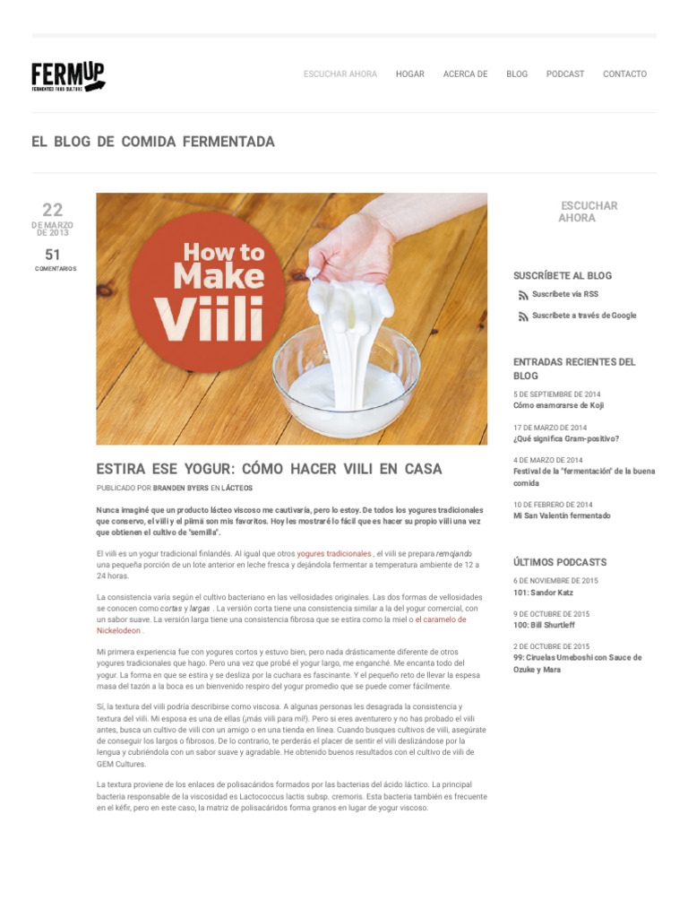 Estira El Yogur_ Cómo Hacer Viili en Casa _ FermUp | PDF | Yogur ...