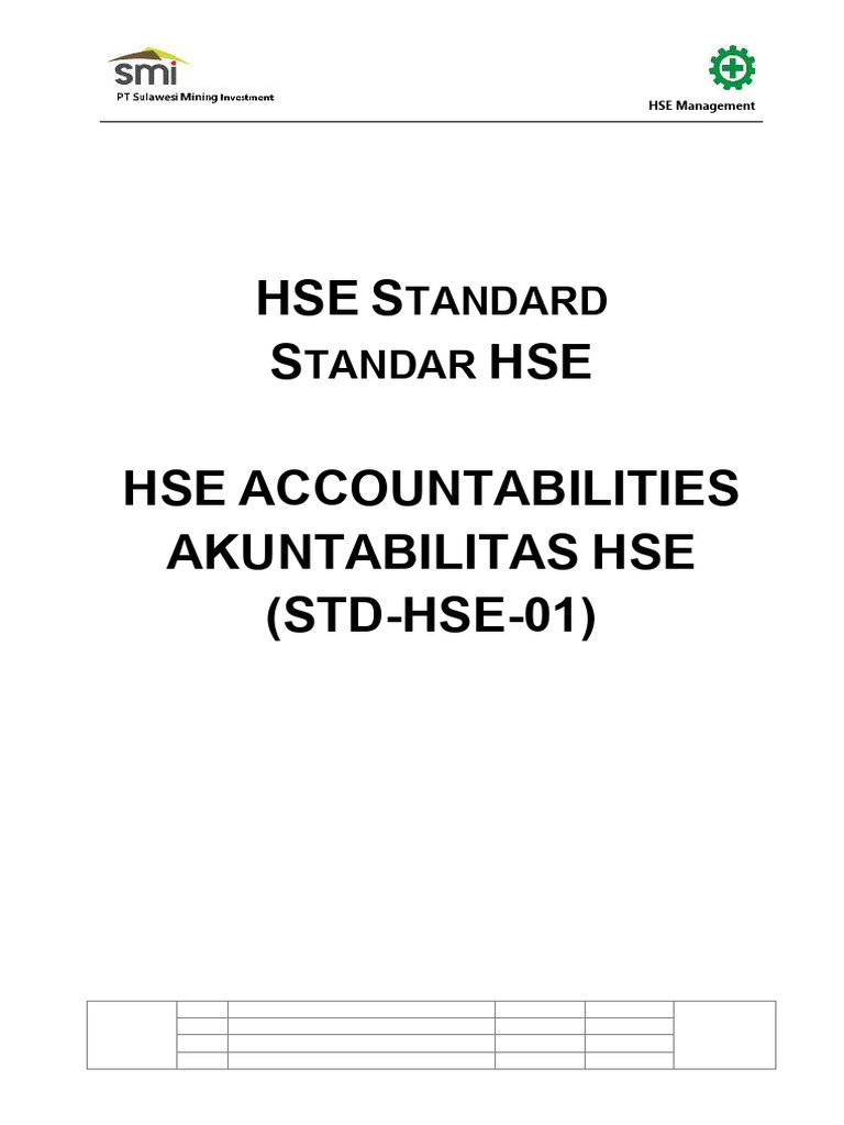 SMI STD HSE 01 HSE Accountabilities | PDF | Occupational Safety And ...