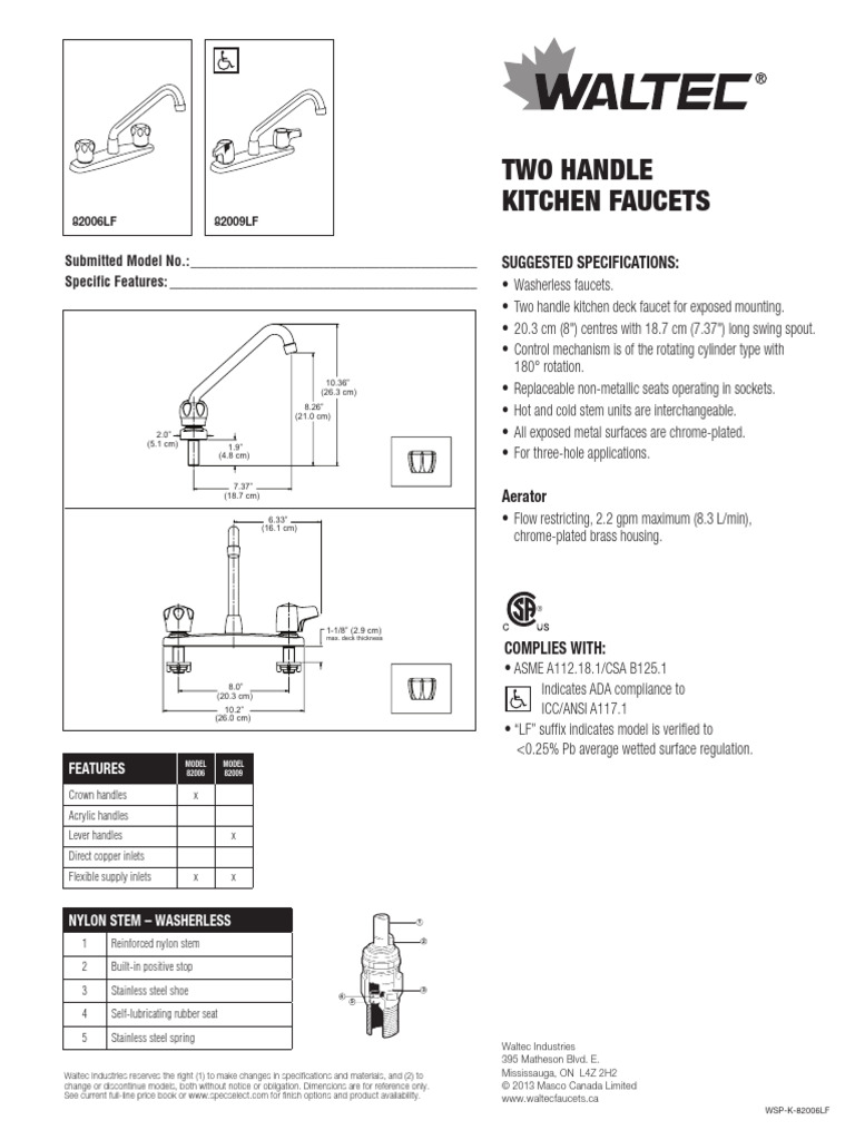 Waltec 82006LF Data Sheet | PDF