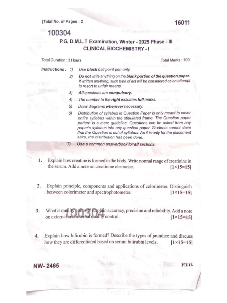 DMLT Paper 2 | PDF