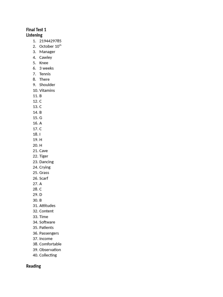 Final Test 1 | PDF