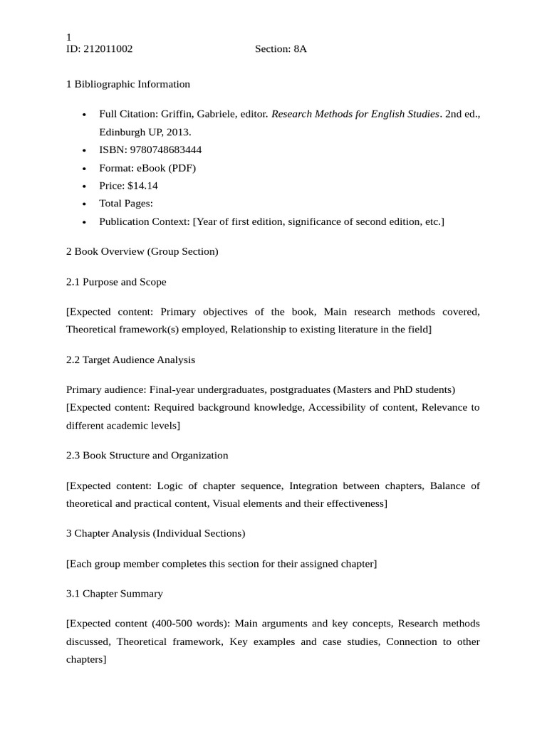 Book Review Template Version 2 | PDF | Books | Methodology