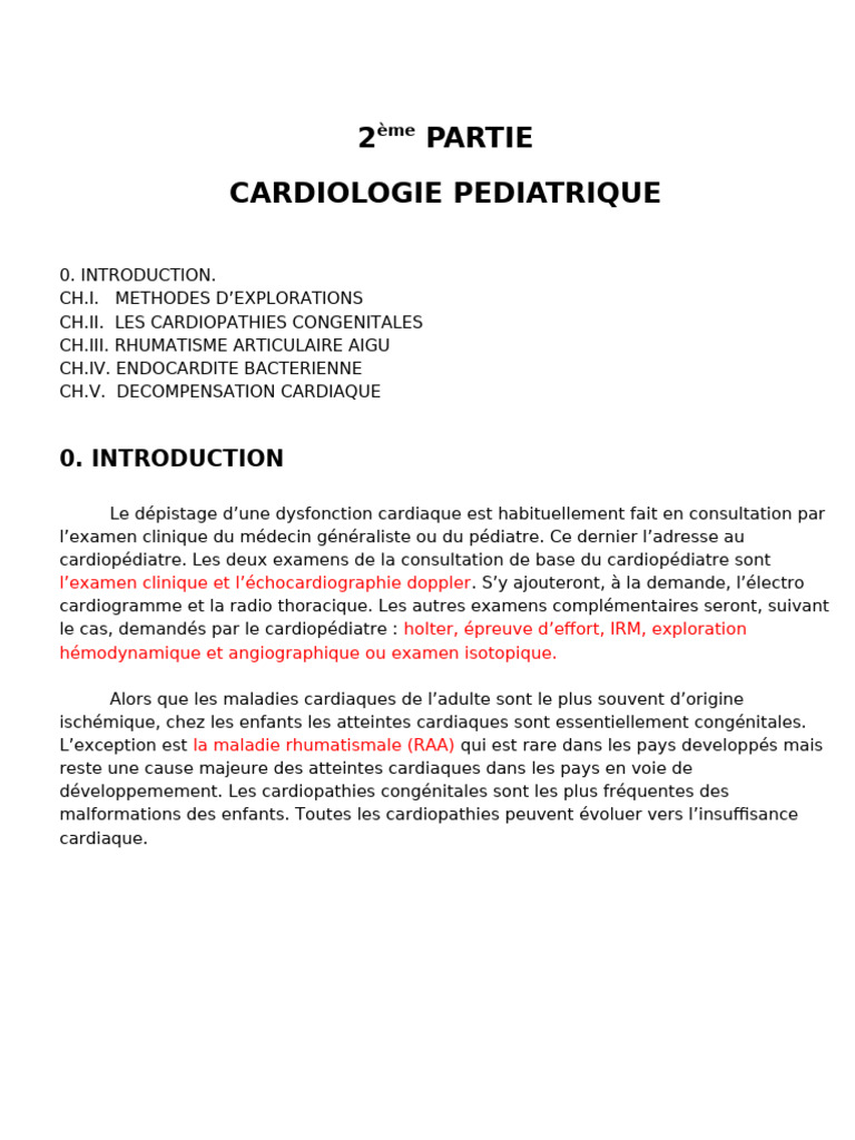 Cardiologie Pediatrique Doc 3 | PDF | Cardiopathie congénitale ...