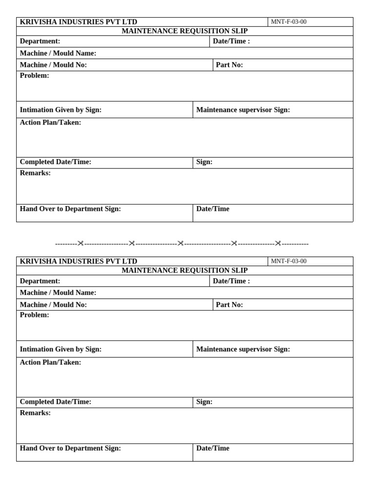4.maintenance Requisation Slip | PDF