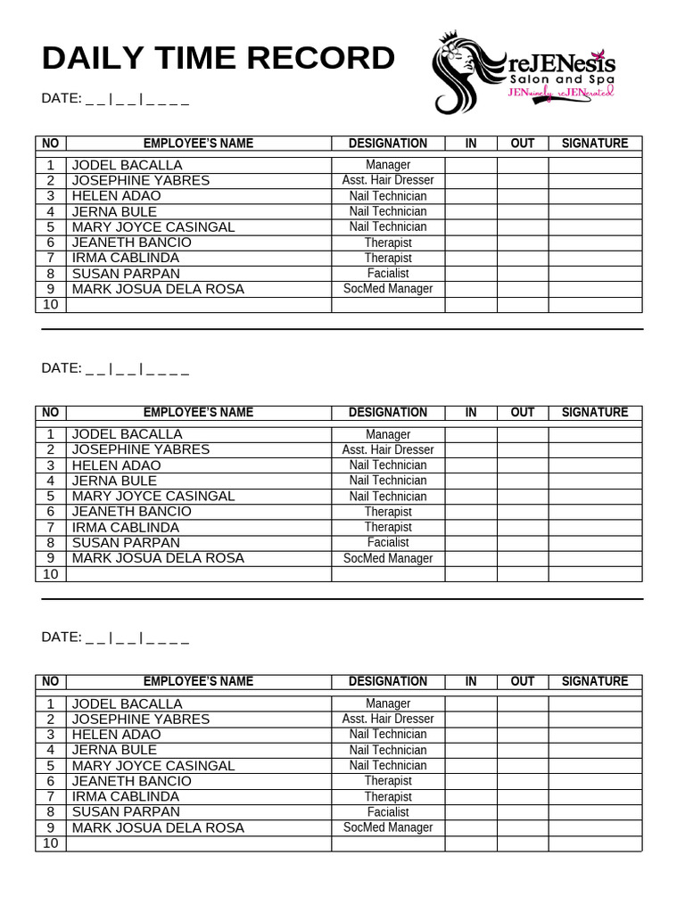 Daily Time Record | PDF